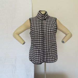 Kim Rogers Reversible Fleece Vest Houndstooth Print/Red Material Size Large